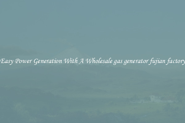 Easy Power Generation With A Wholesale gas generator fujian factory